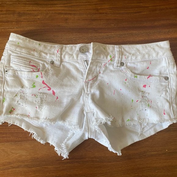 Distressed Festival Denim Shorts - Picture 1 of 4